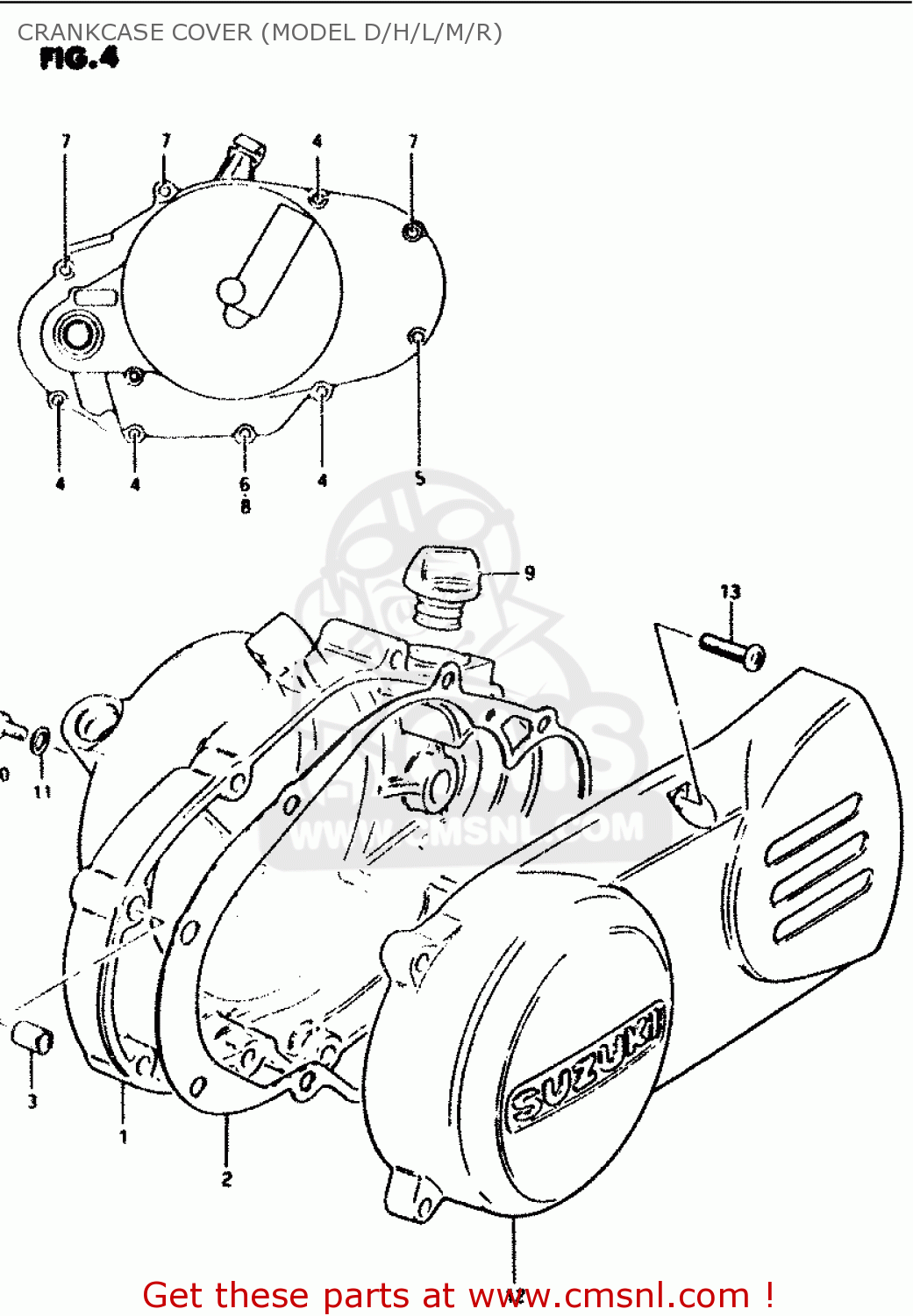 CRANKCASE COVER (MODEL D/H/L/M/R) PV50 1994 (R) (E01)