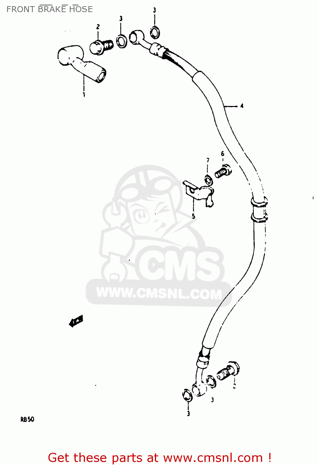 FRONT BRAKE HOSE RB50 1987 (H) (E01)