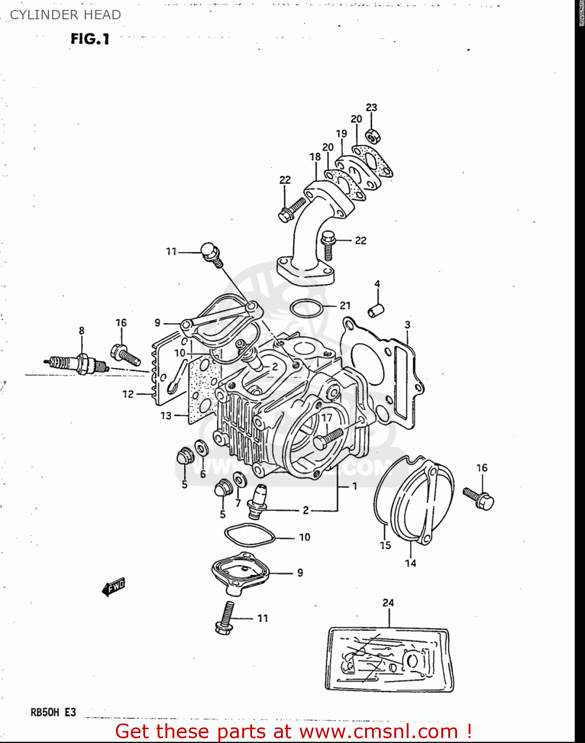 CYLINDER HEAD RB50 1987 (H) USA (E03)