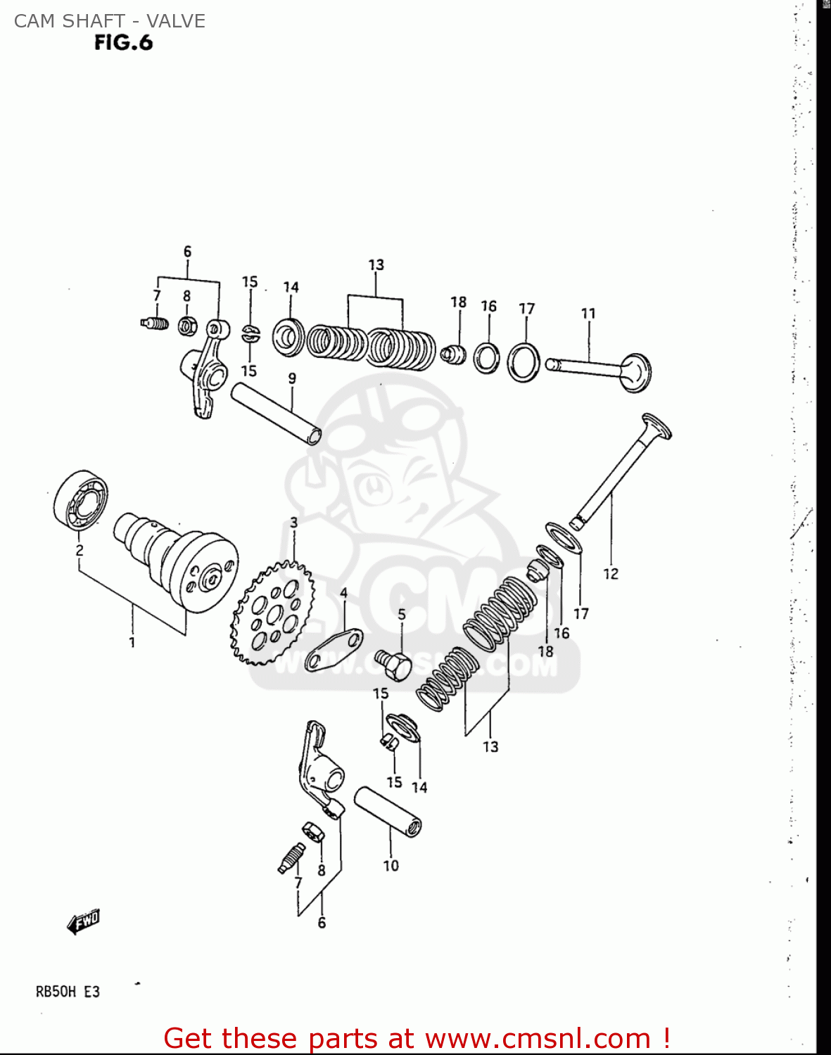 CAM SHAFT - VALVE RB50 1987 (H) USA (E03)