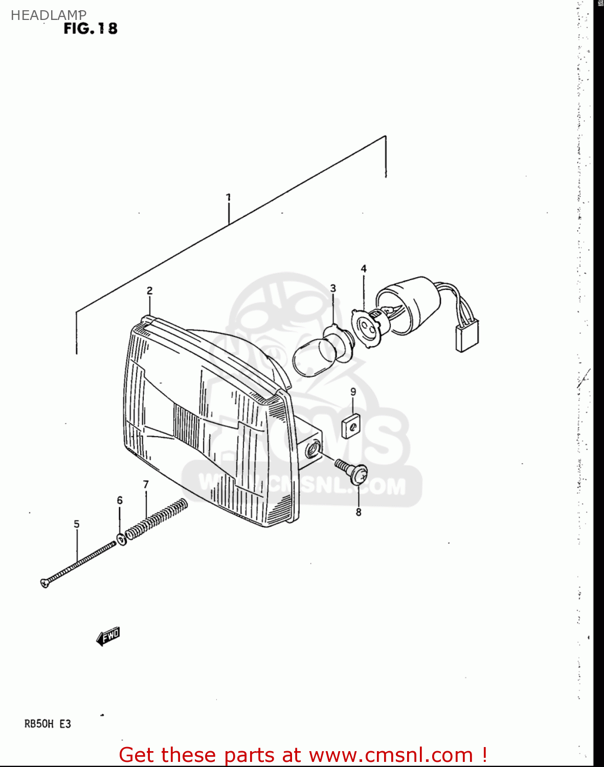 HEADLAMP RB50 1987 (H) USA (E03)