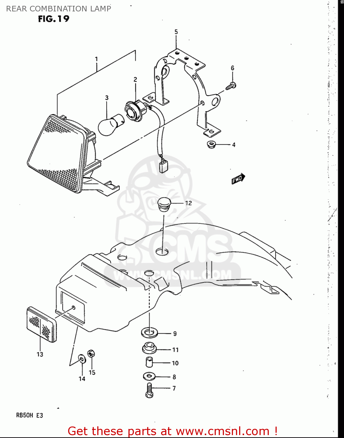 REAR COMBINATION LAMP RB50 1987 (H) USA (E03)