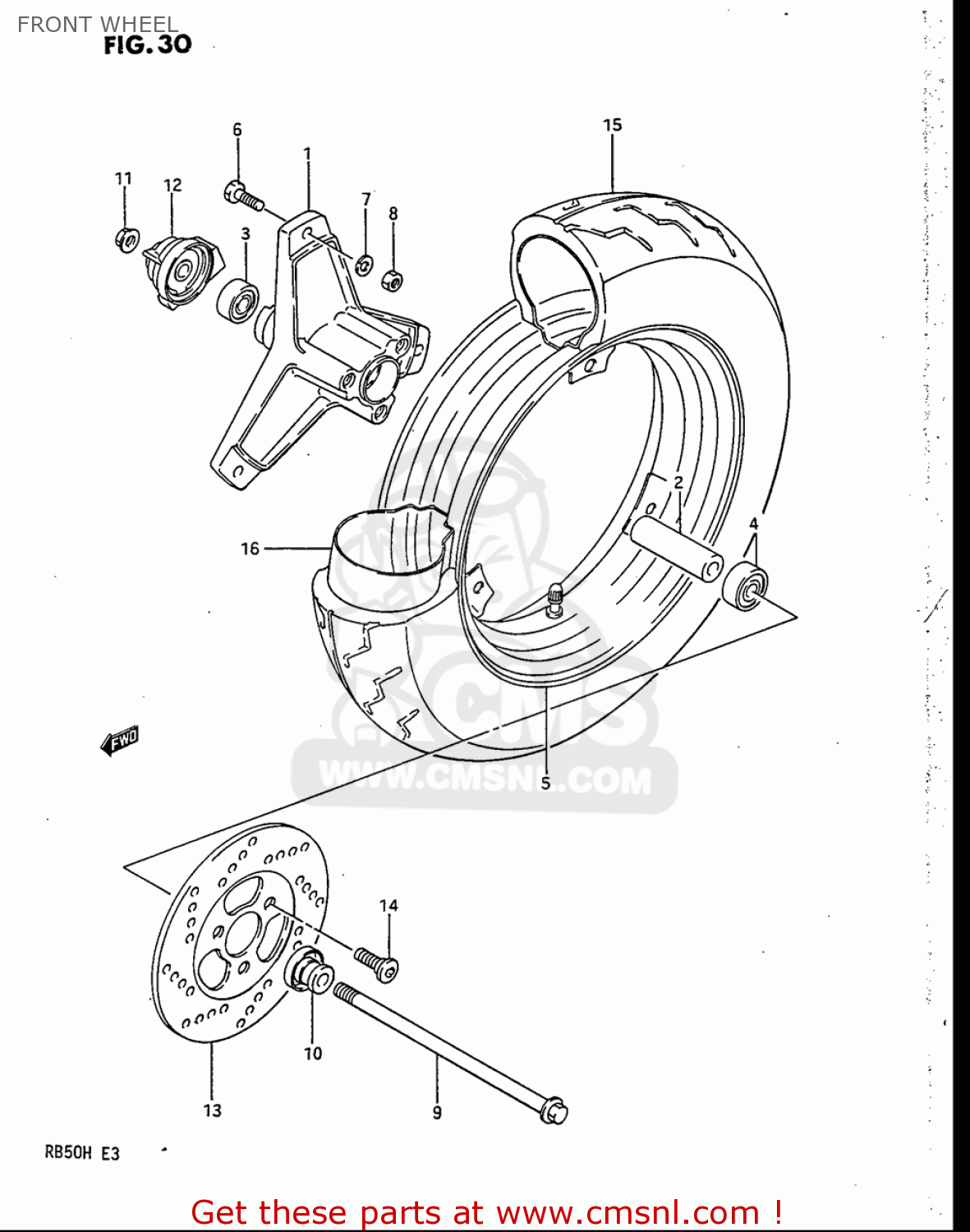 FRONT WHEEL RB50 1987 (H) USA (E03)