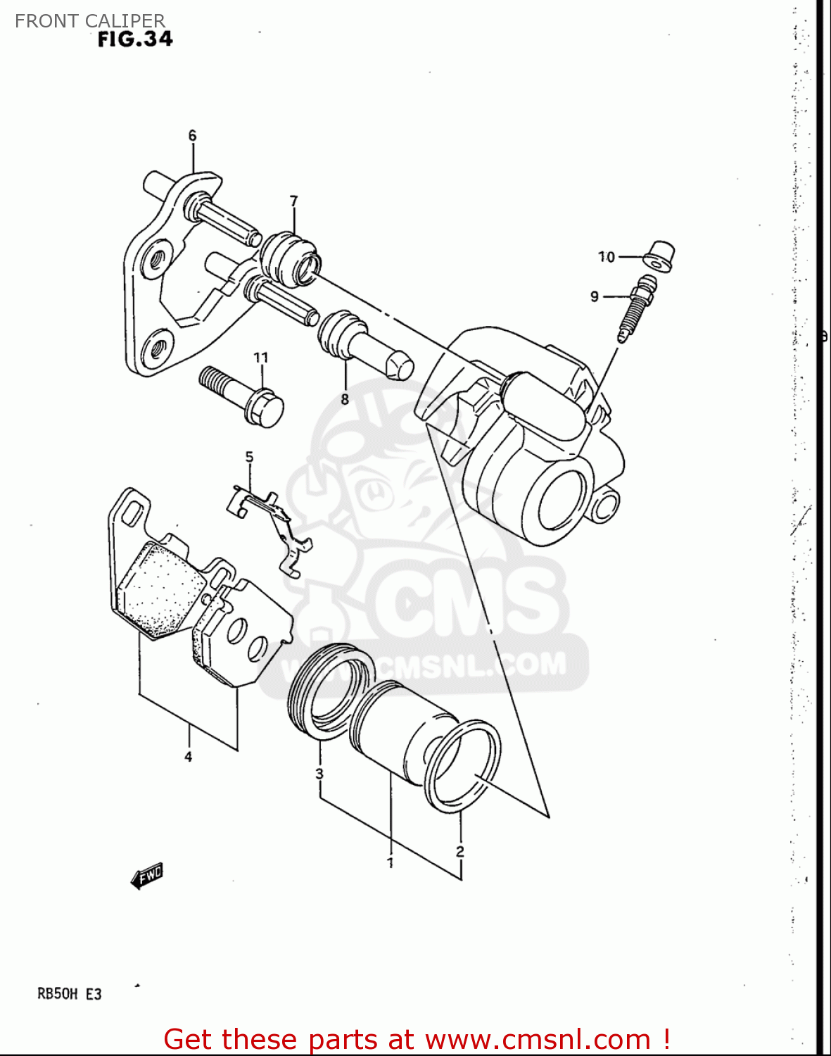 FRONT CALIPER RB50 1987 (H) USA (E03)