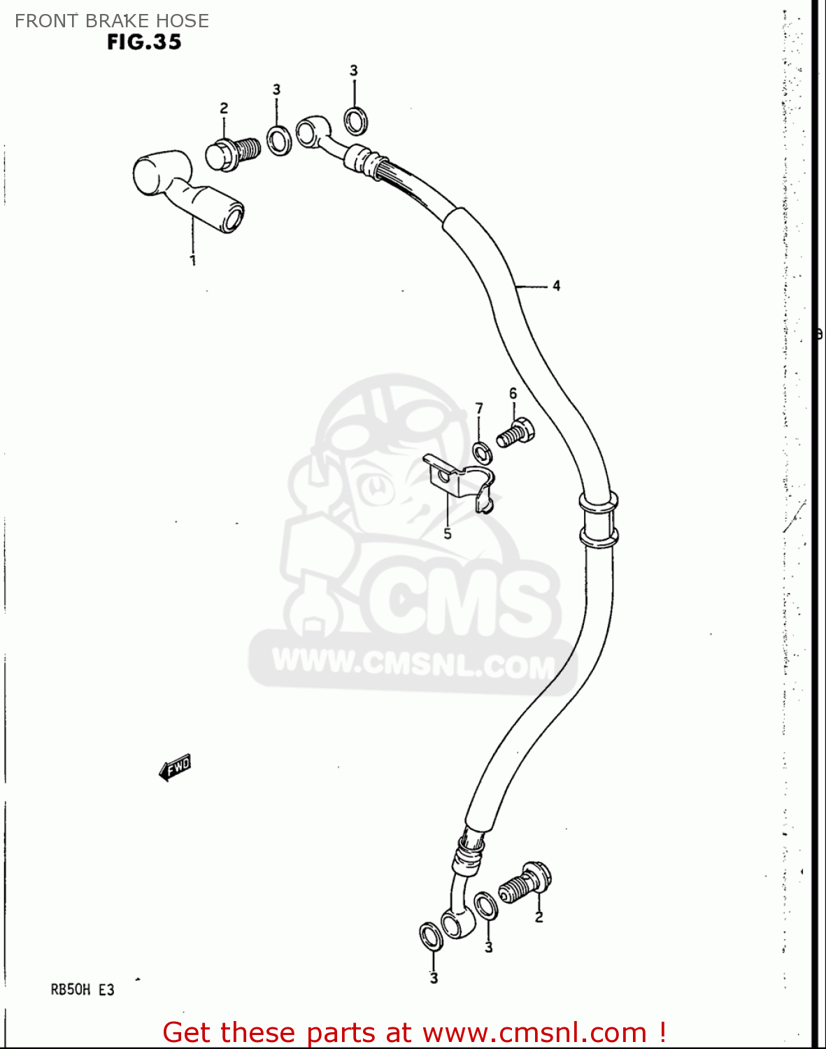 FRONT BRAKE HOSE RB50 1987 (H) USA (E03)