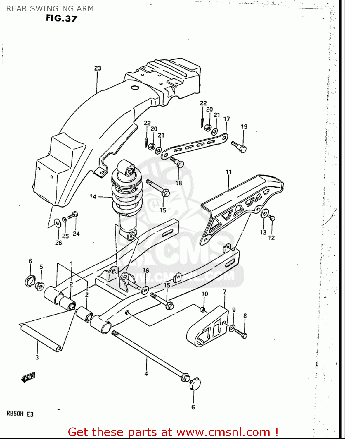 REAR SWINGING ARM RB50 1987 (H) USA (E03)
