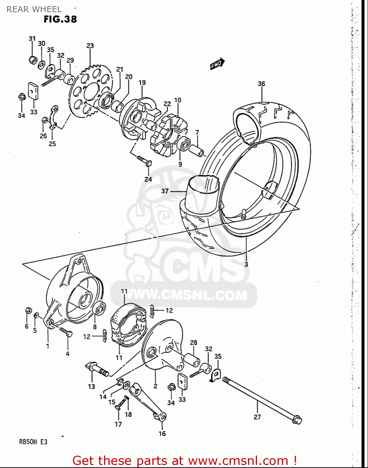 REAR WHEEL RB50 1987 (H) USA (E03)