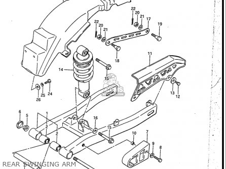 REAR SWINGING ARM - RB50 1987 (H) USA (E03)
