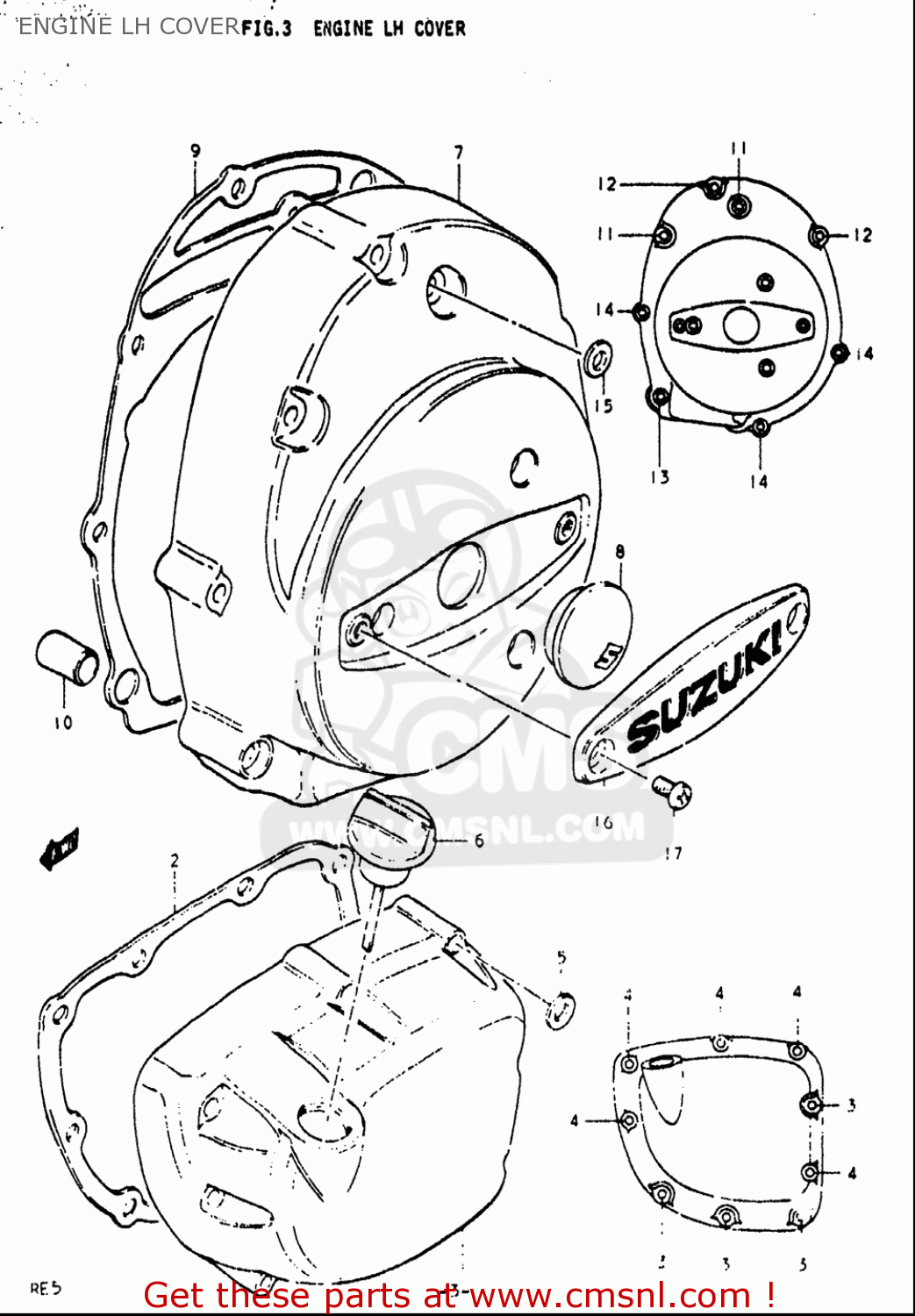 ENGINE LH COVER RE5 RE5M RE5A 1975 1976 (M) (A) USA (E03) / 497CC ROTARY