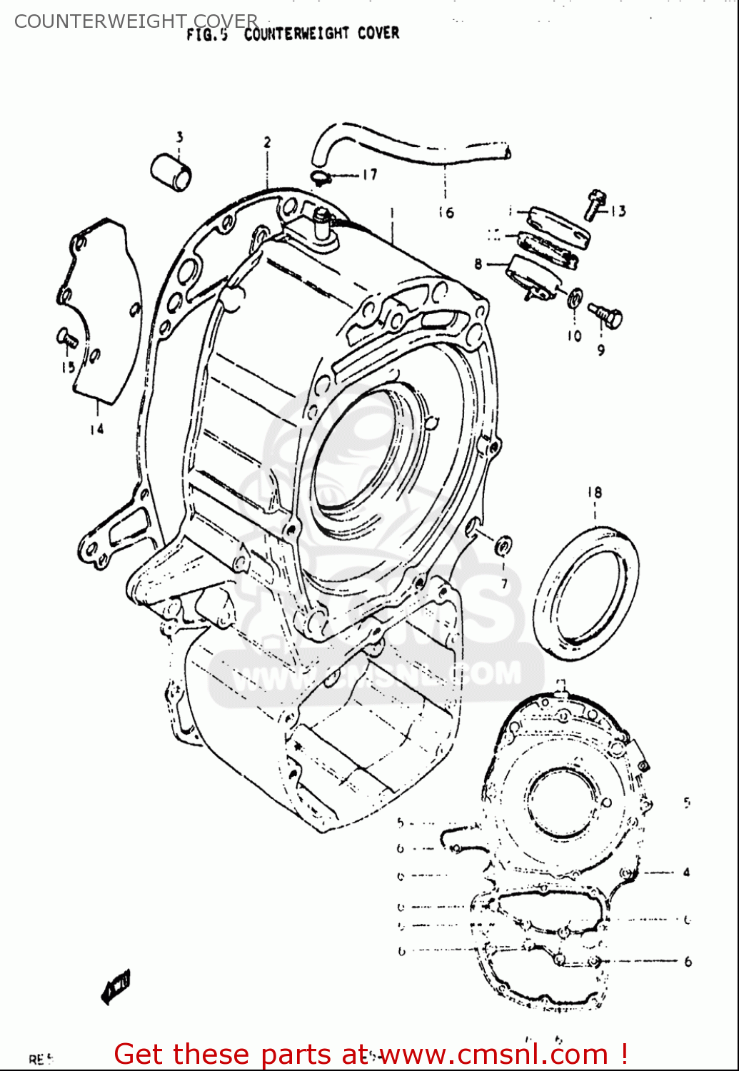 COUNTERWEIGHT COVER RE5 RE5M RE5A 1975 1976 (M) (A) USA (E03) / 497CC ROTARY
