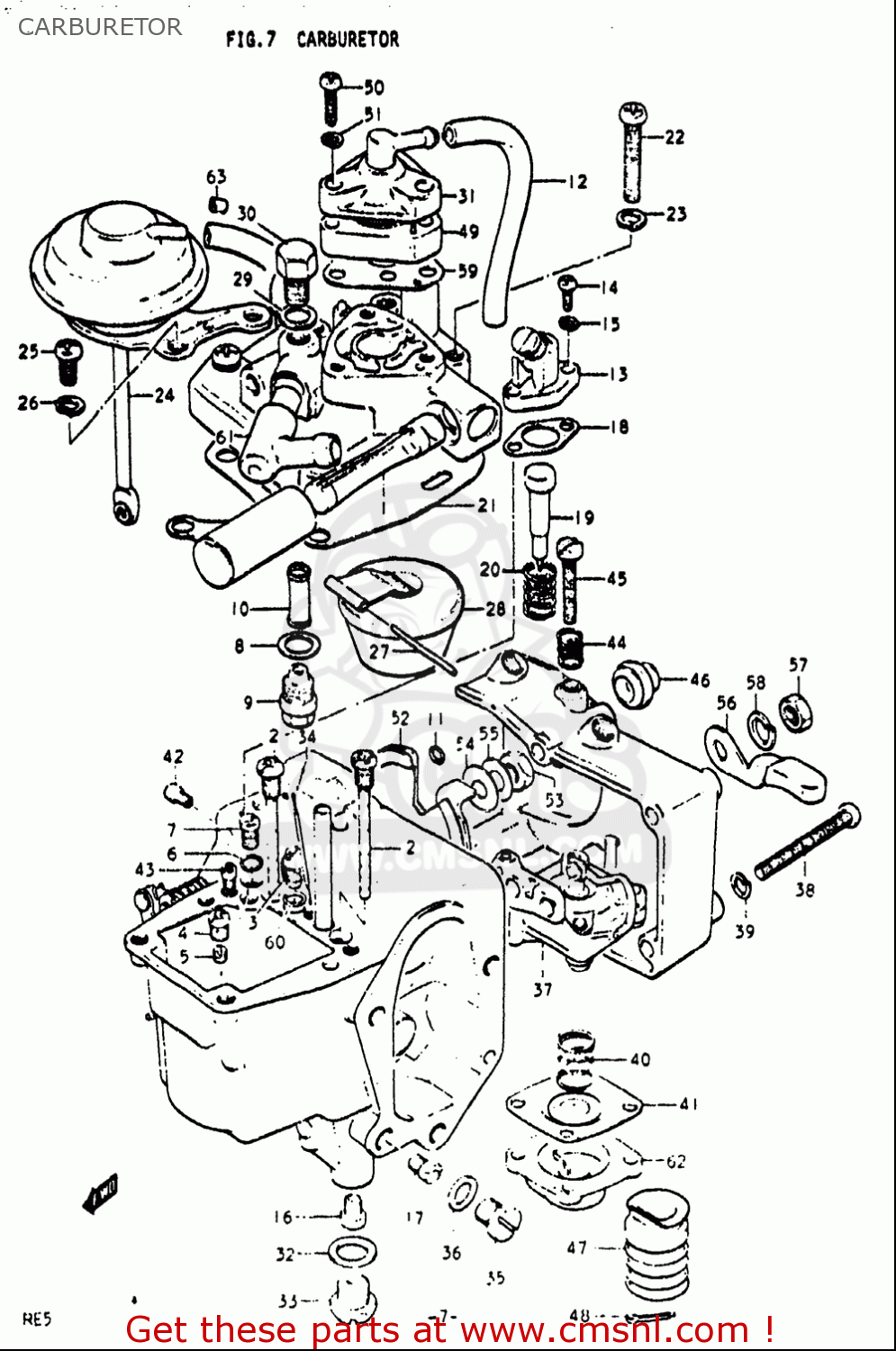 CARBURETOR RE5 RE5M RE5A 1975 1976 (M) (A) USA (E03) / 497CC ROTARY