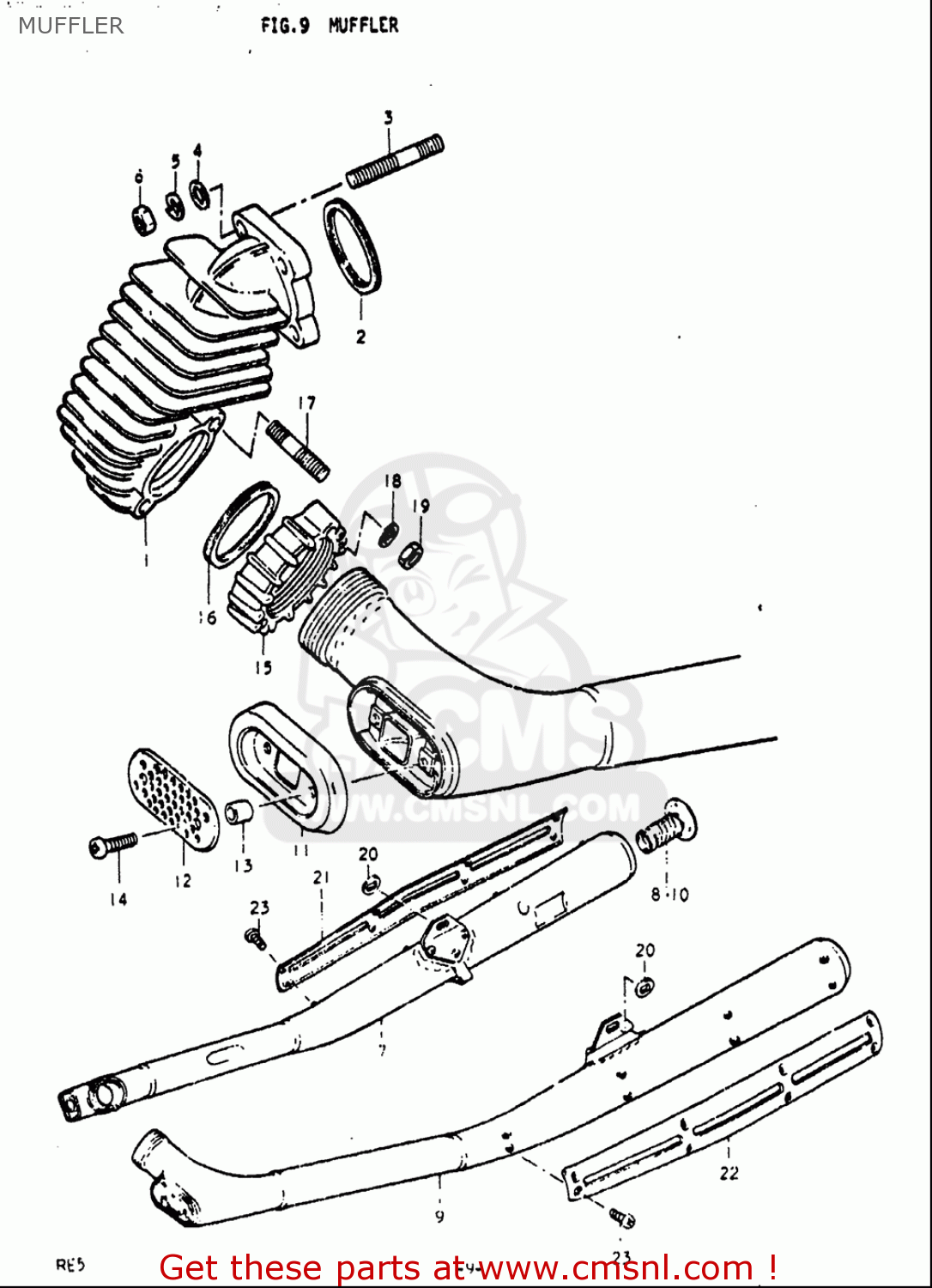 MUFFLER RE5 RE5M RE5A 1975 1976 (M) (A) USA (E03) / 497CC ROTARY
