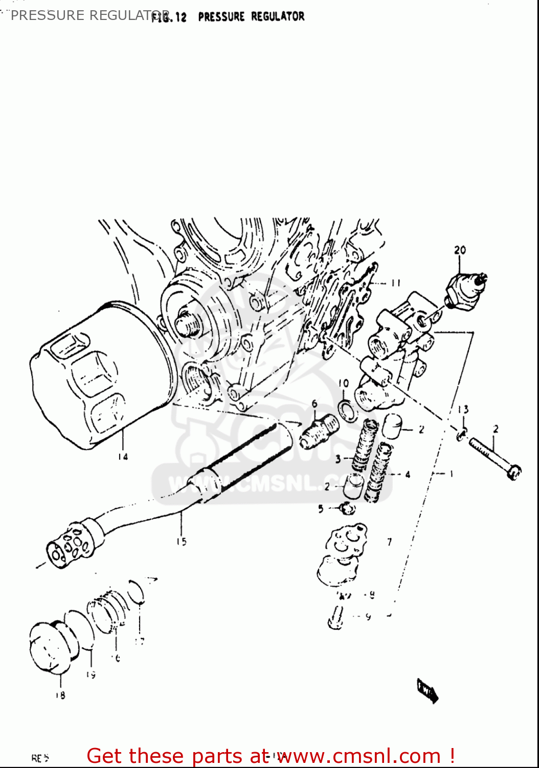 PRESSURE REGULATOR RE5 RE5M RE5A 1975 1976 (M) (A) USA (E03) / 497CC ROTARY