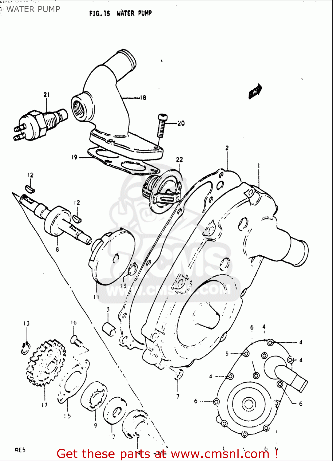 WATER PUMP RE5 RE5M RE5A 1975 1976 (M) (A) USA (E03) / 497CC ROTARY