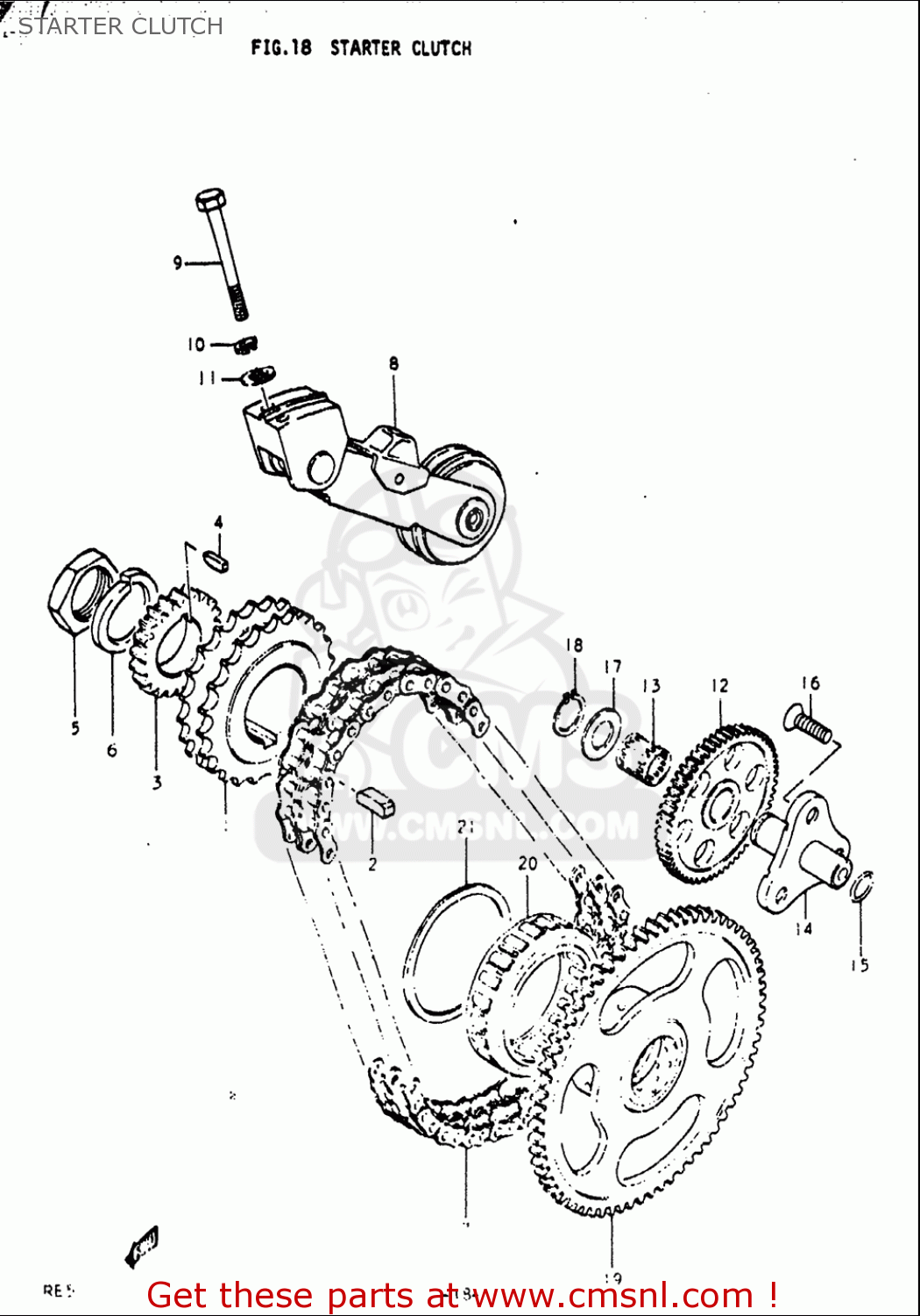 STARTER CLUTCH RE5 RE5M RE5A 1975 1976 (M) (A) USA (E03) / 497CC ROTARY