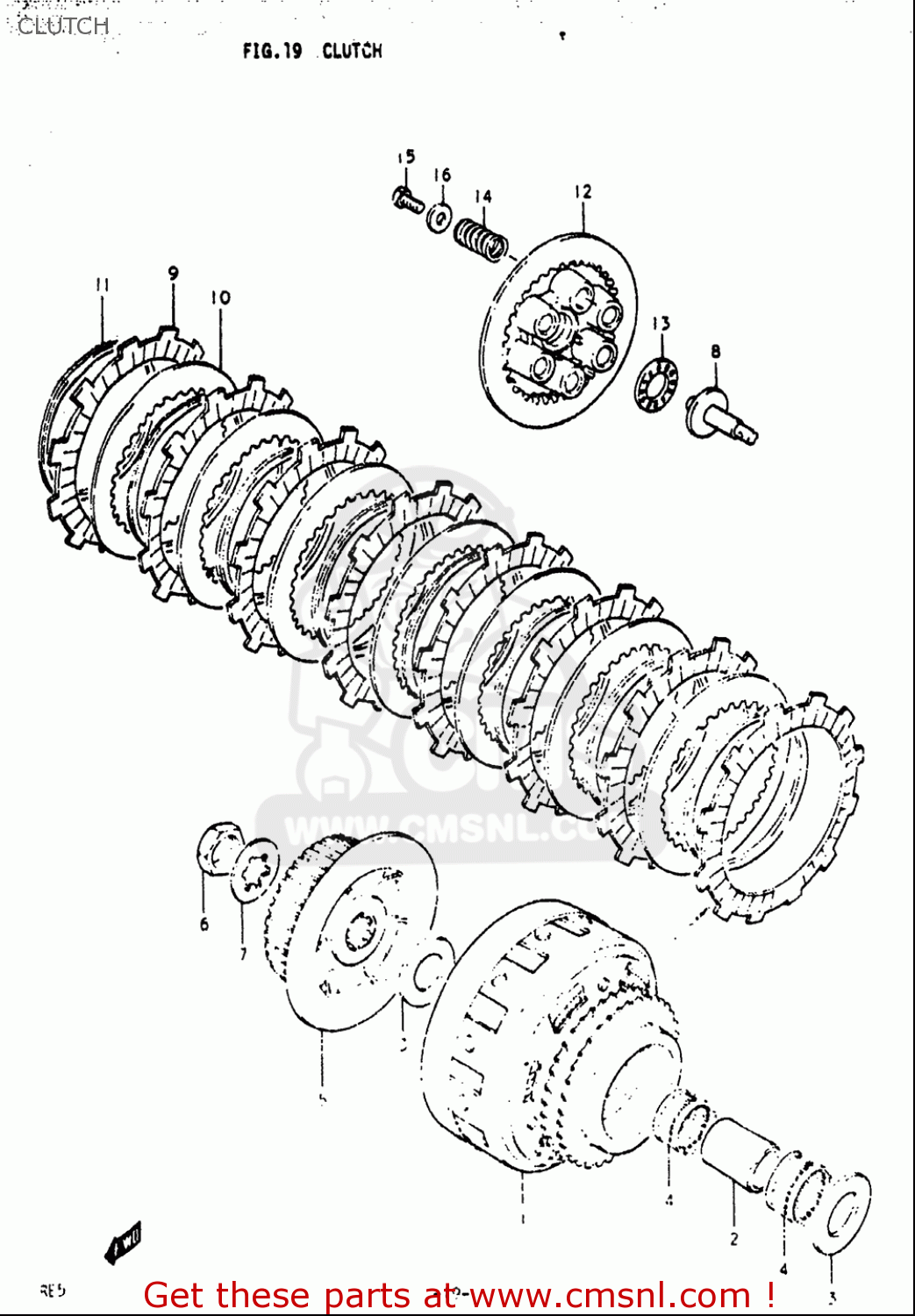 CLUTCH RE5 RE5M RE5A 1975 1976 (M) (A) USA (E03) / 497CC ROTARY