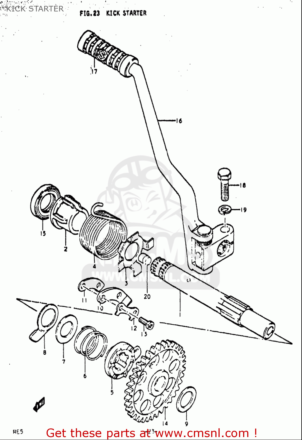 KICK STARTER RE5 RE5M RE5A 1975 1976 (M) (A) USA (E03) / 497CC ROTARY
