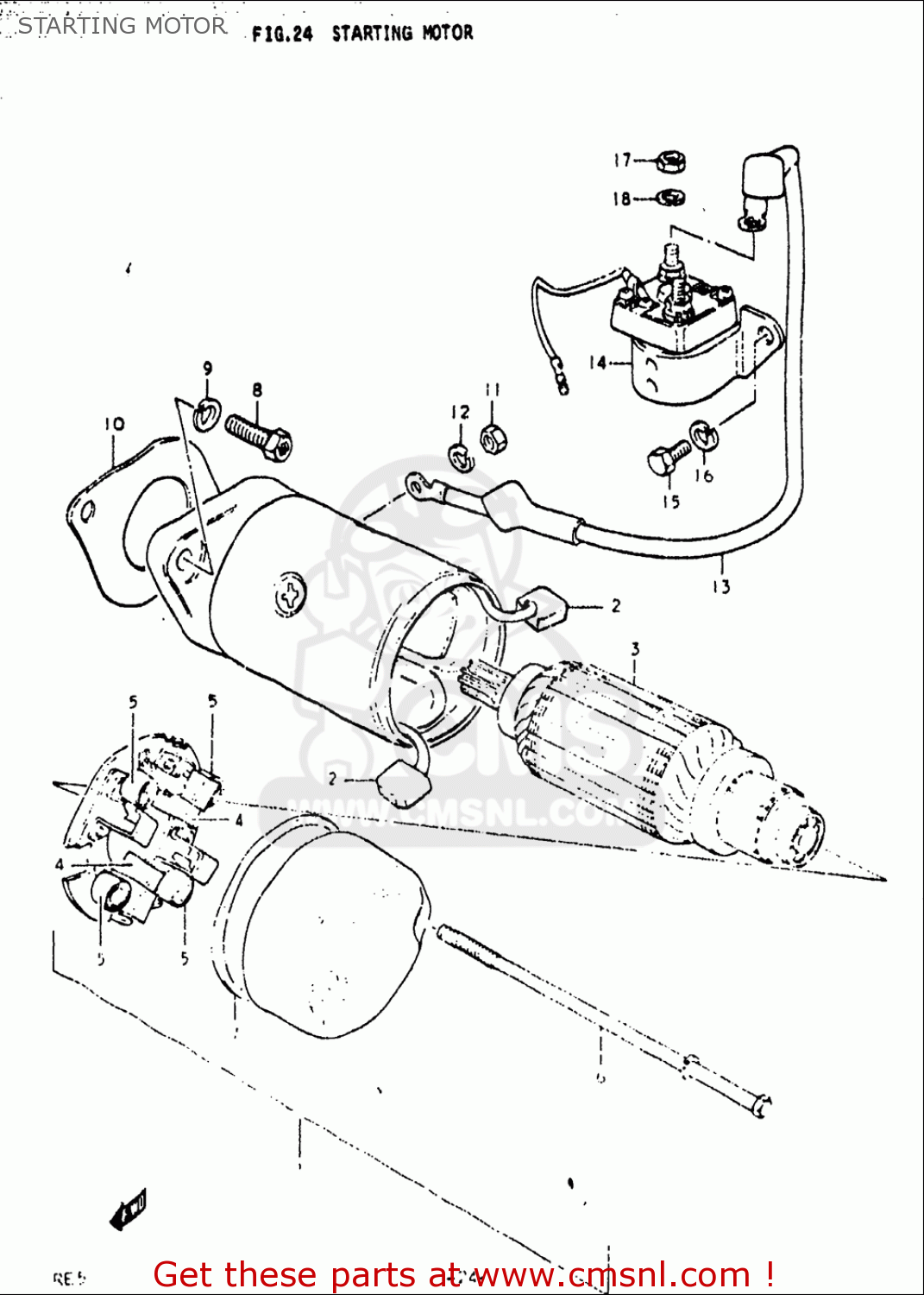 STARTING MOTOR RE5 RE5M RE5A 1975 1976 (M) (A) USA (E03) / 497CC ROTARY