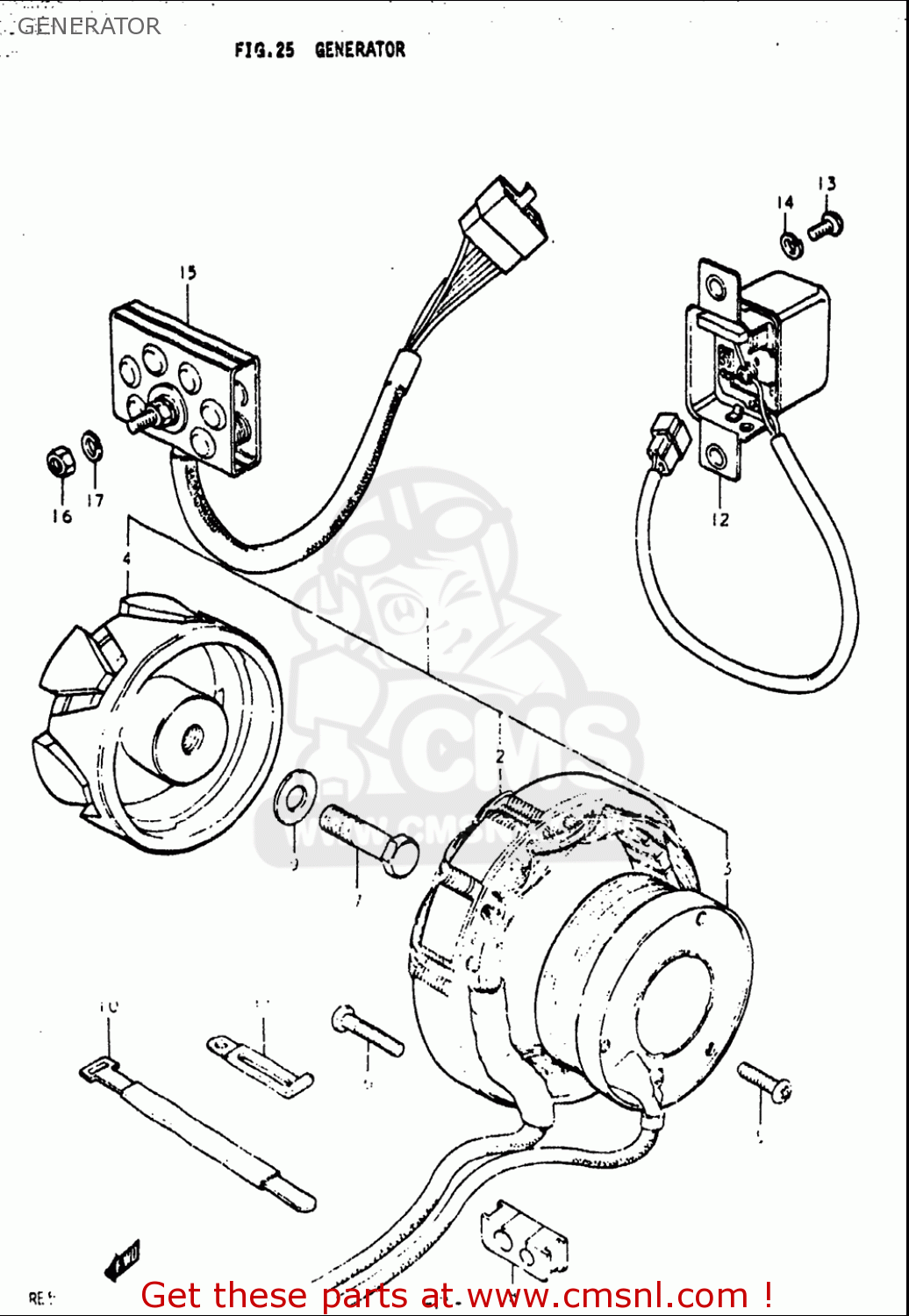 GENERATOR RE5 RE5M RE5A 1975 1976 (M) (A) USA (E03) / 497CC ROTARY