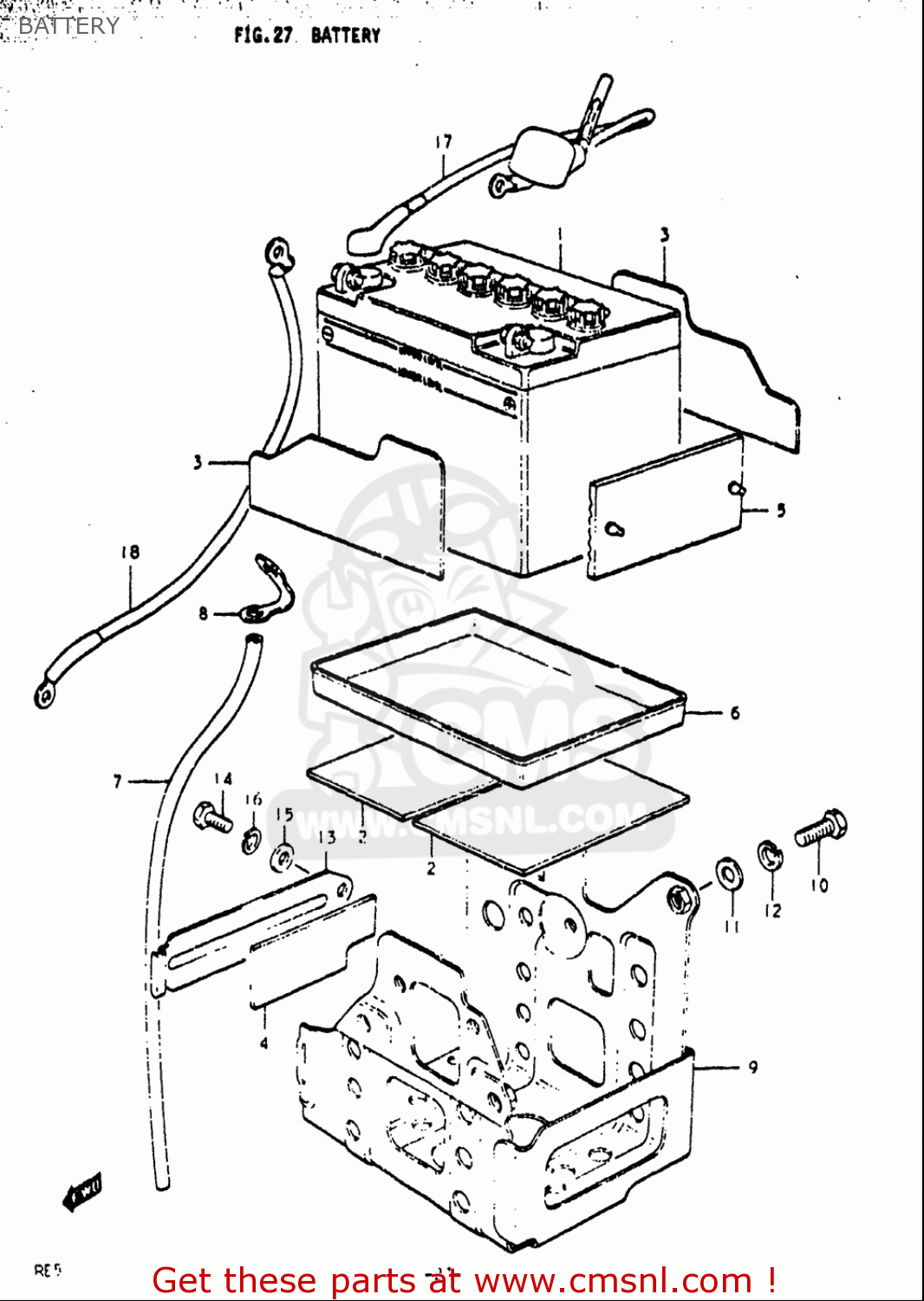 BATTERY RE5 RE5M RE5A 1975 1976 (M) (A) USA (E03) / 497CC ROTARY
