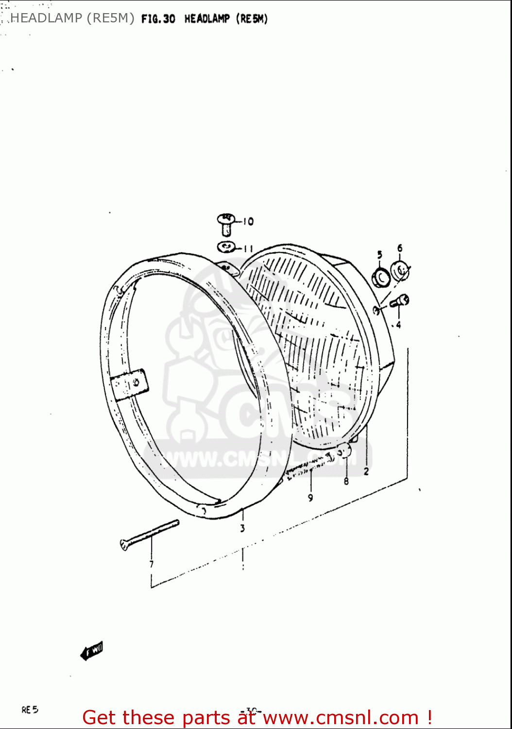 HEADLAMP (RE5M) RE5 RE5M RE5A 1975 1976 (M) (A) USA (E03) / 497CC ROTARY