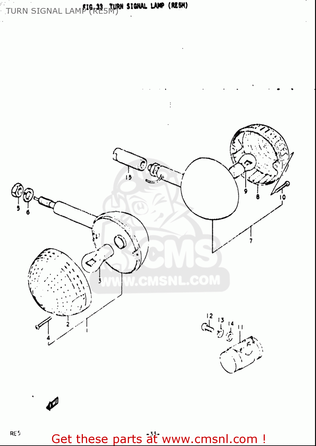 TURN SIGNAL LAMP (RE5M) RE5 RE5M RE5A 1975 1976 (M) (A) USA (E03) / 497CC ROTARY