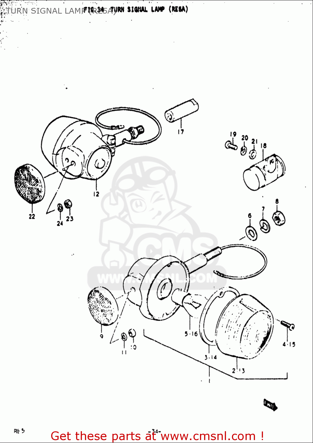 TURN SIGNAL LAMP (RE5A) RE5 RE5M RE5A 1975 1976 (M) (A) USA (E03) / 497CC ROTARY