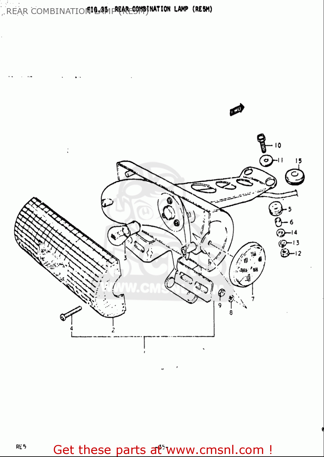 REAR COMBINATION LAMP (RE5M) RE5 RE5M RE5A 1975 1976 (M) (A) USA (E03) / 497CC ROTARY