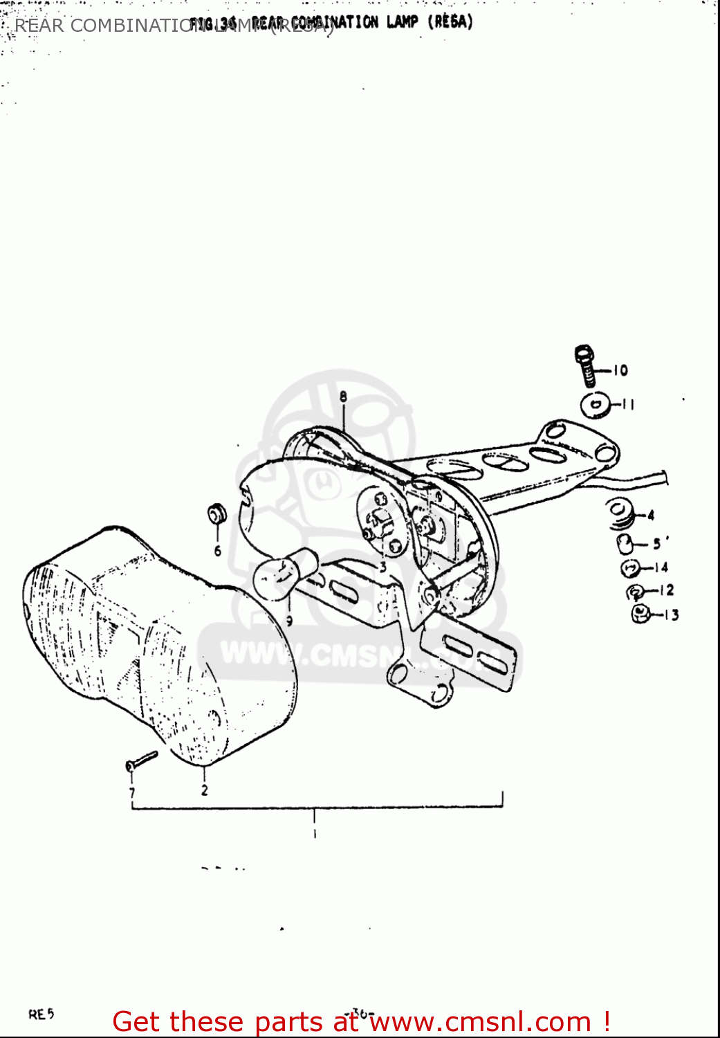 REAR COMBINATION LAMP (RE5A) RE5 RE5M RE5A 1975 1976 (M) (A) USA (E03) / 497CC ROTARY