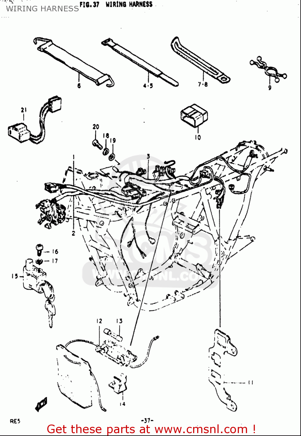 WIRING HARNESS RE5 RE5M RE5A 1975 1976 (M) (A) USA (E03) / 497CC ROTARY