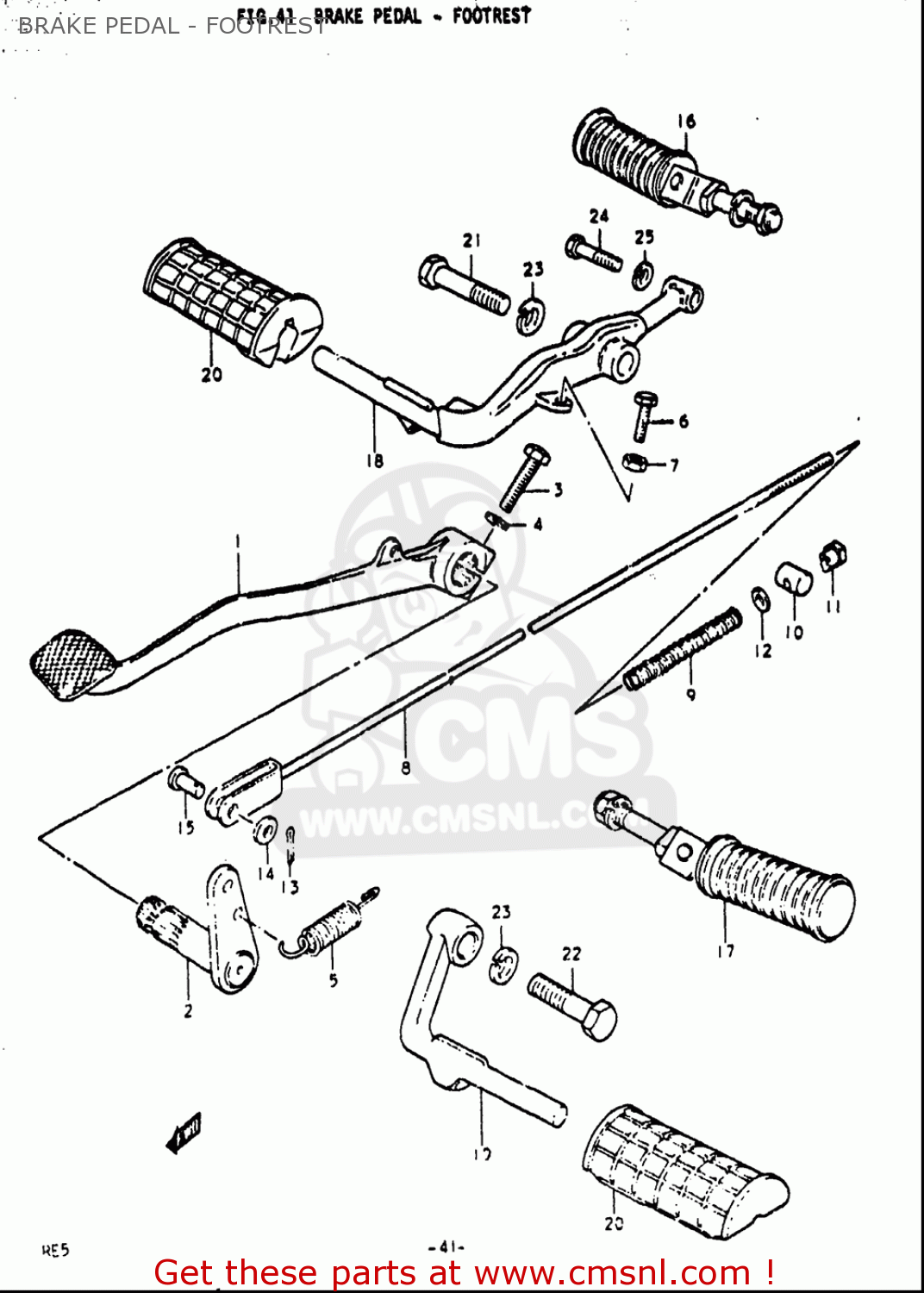 BRAKE PEDAL - FOOTREST RE5 RE5M RE5A 1975 1976 (M) (A) USA (E03) / 497CC ROTARY