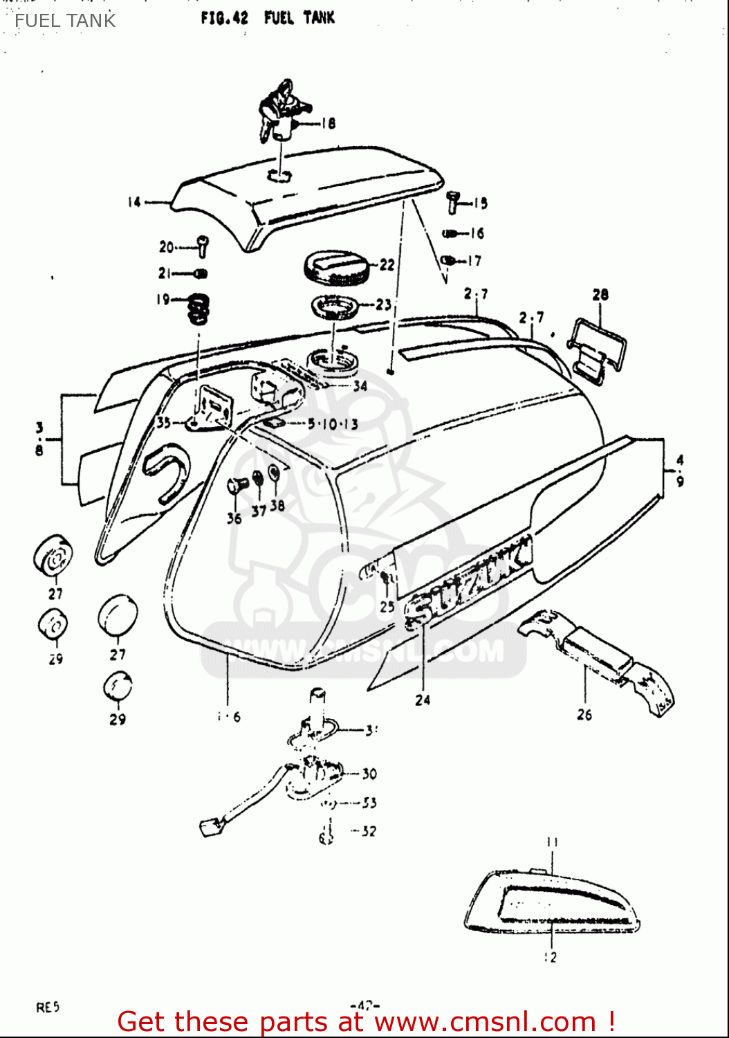 FUEL TANK RE5 RE5M RE5A 1975 1976 (M) (A) USA (E03) / 497CC ROTARY