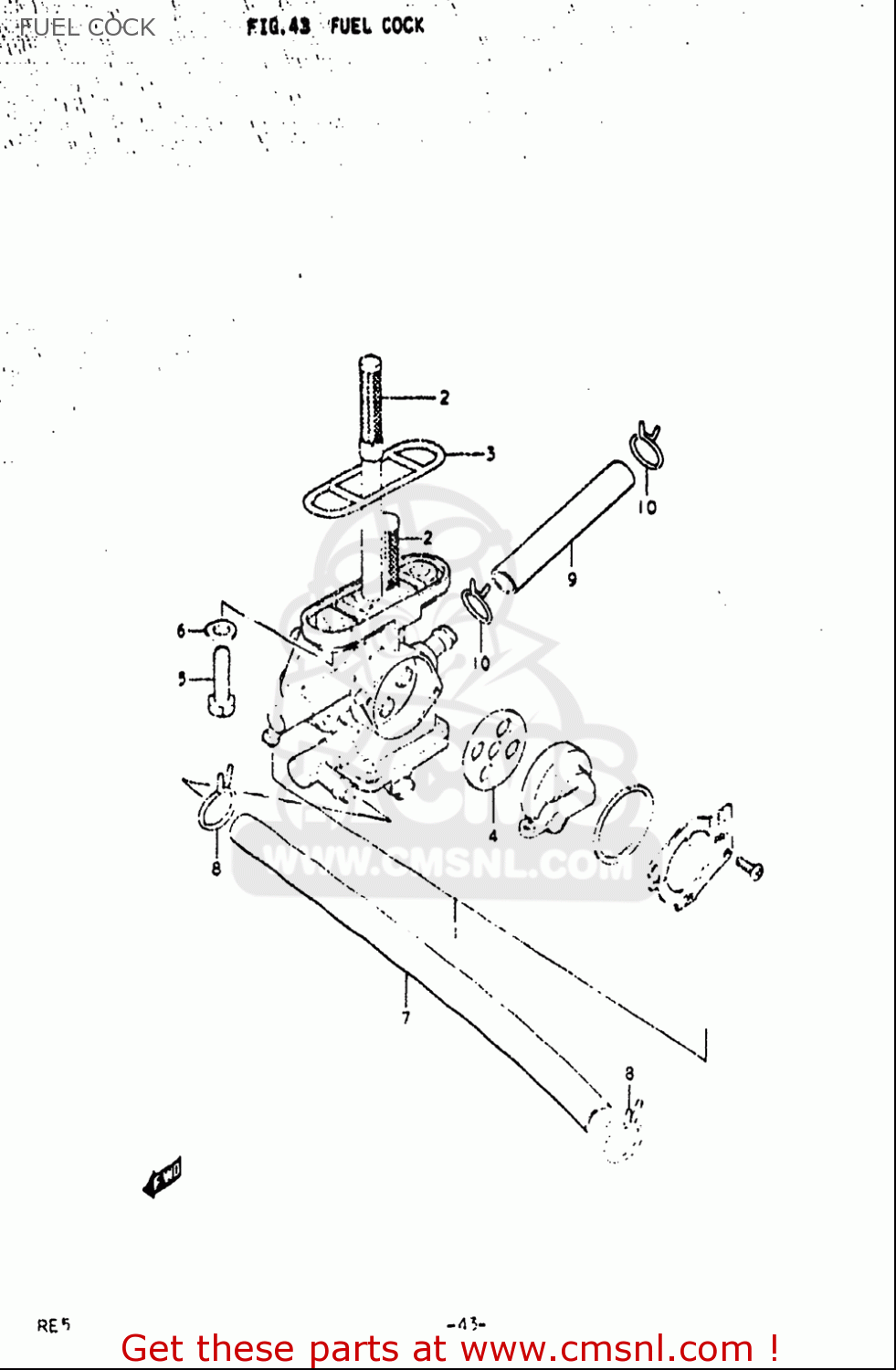 FUEL COCK RE5 RE5M RE5A 1975 1976 (M) (A) USA (E03) / 497CC ROTARY