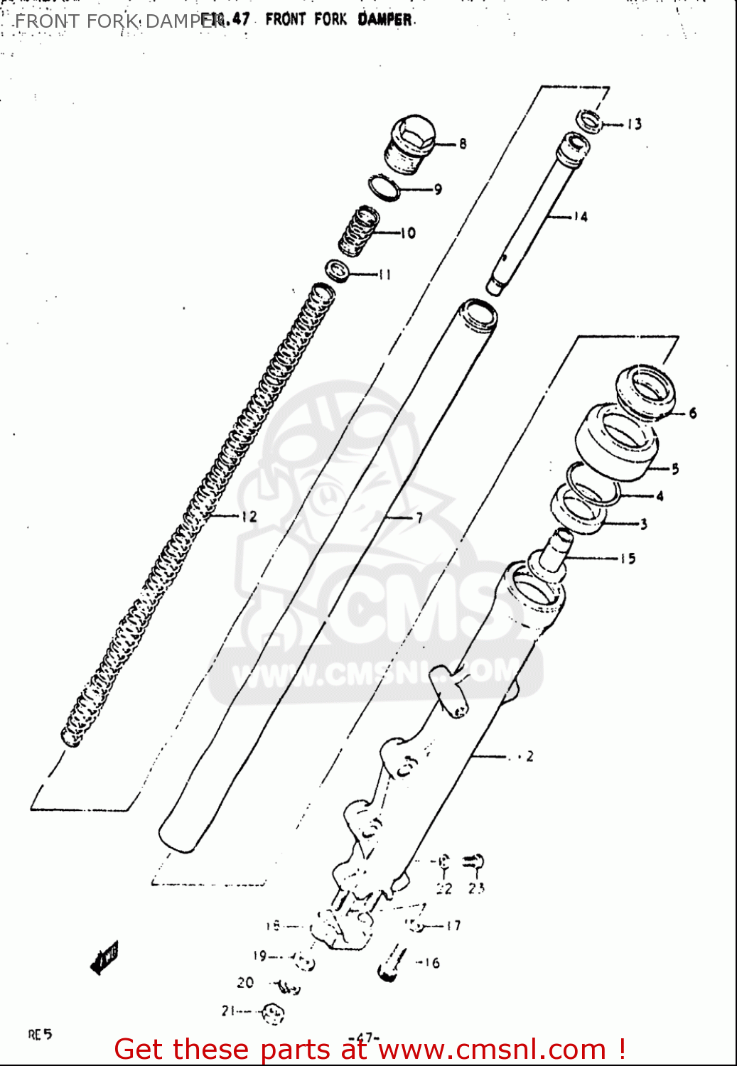 FRONT FORK DAMPER RE5 RE5M RE5A 1975 1976 (M) (A) USA (E03) / 497CC ROTARY