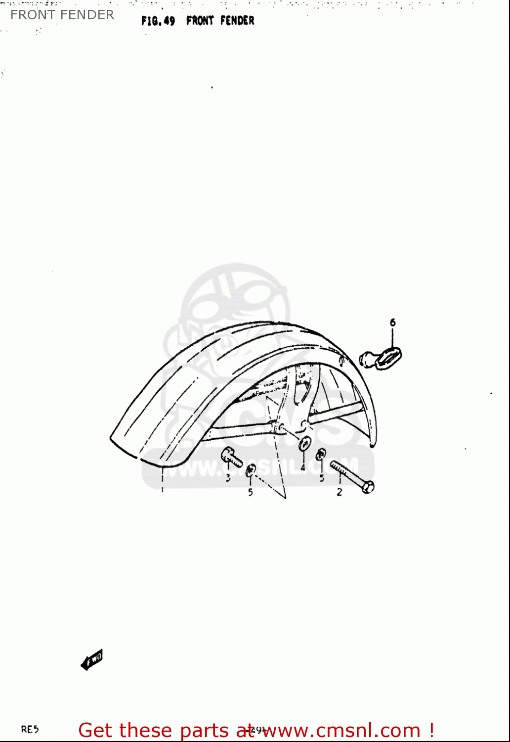 FRONT FENDER RE5 RE5M RE5A 1975 1976 (M) (A) USA (E03) / 497CC ROTARY