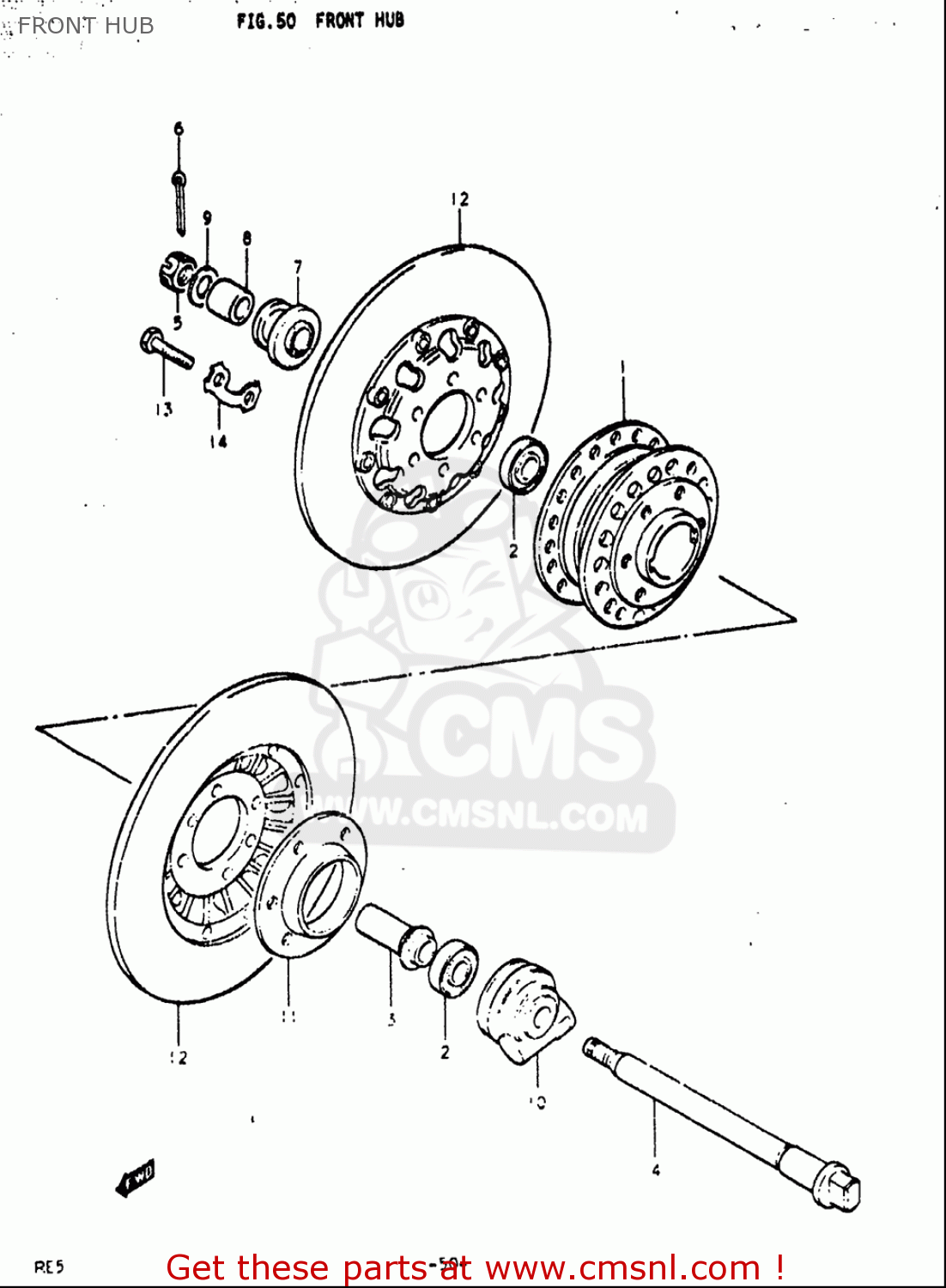 FRONT HUB RE5 RE5M RE5A 1975 1976 (M) (A) USA (E03) / 497CC ROTARY