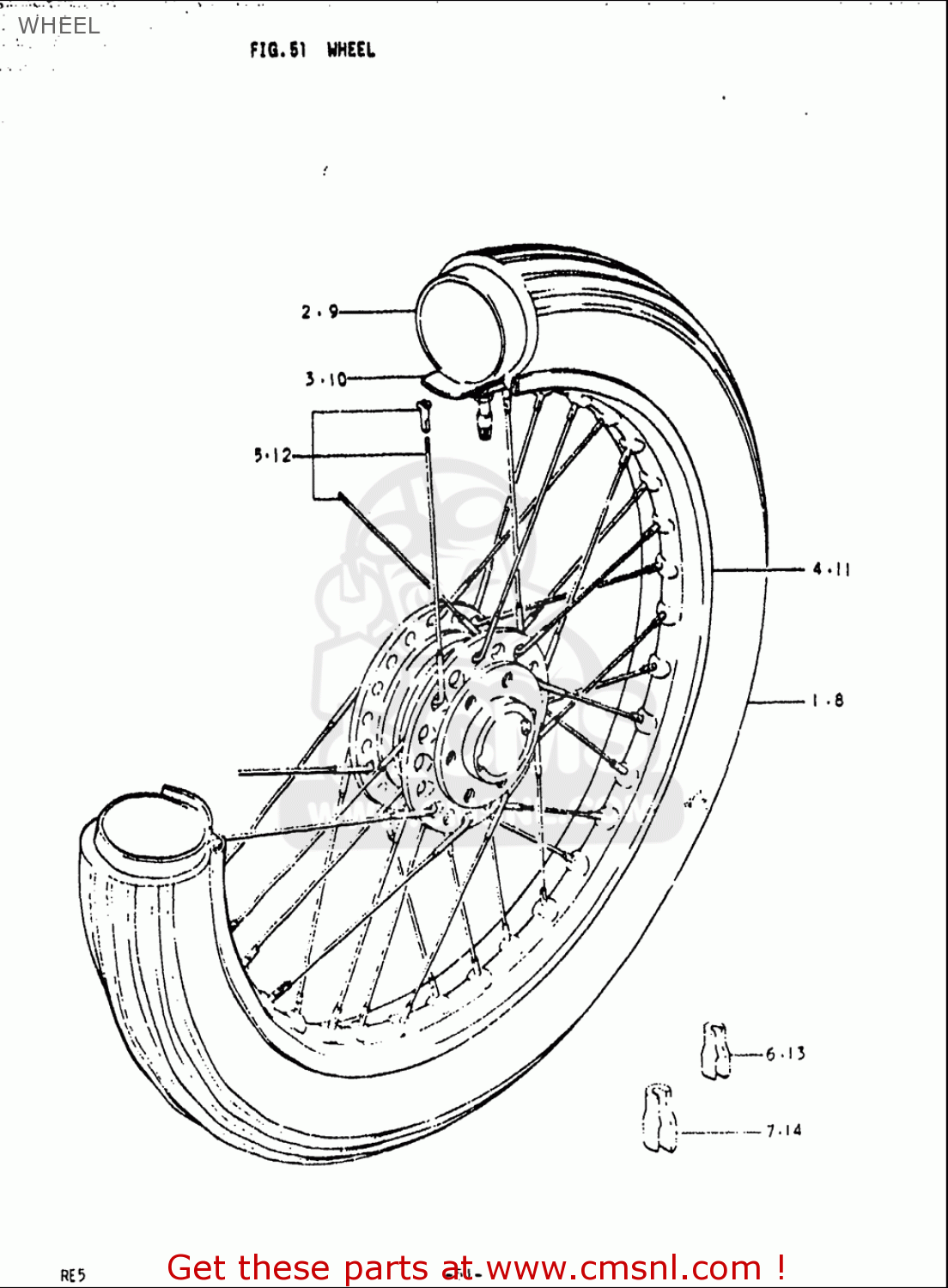 WHEEL RE5 RE5M RE5A 1975 1976 (M) (A) USA (E03) / 497CC ROTARY