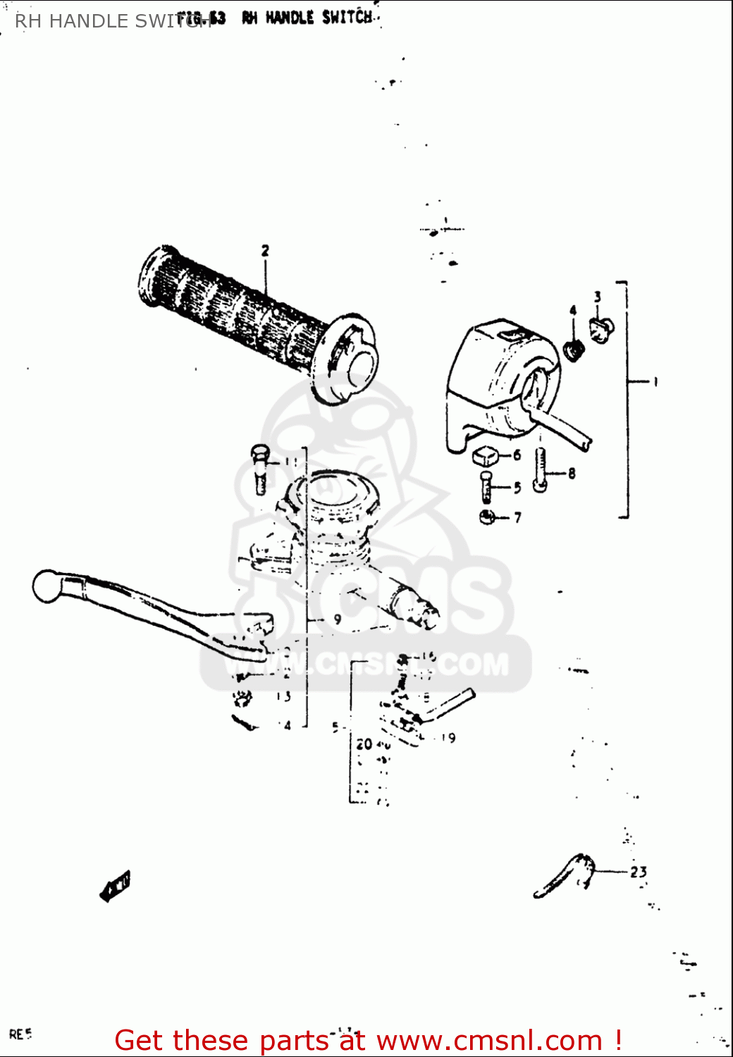 RH HANDLE SWITCH RE5 RE5M RE5A 1975 1976 (M) (A) USA (E03) / 497CC ROTARY