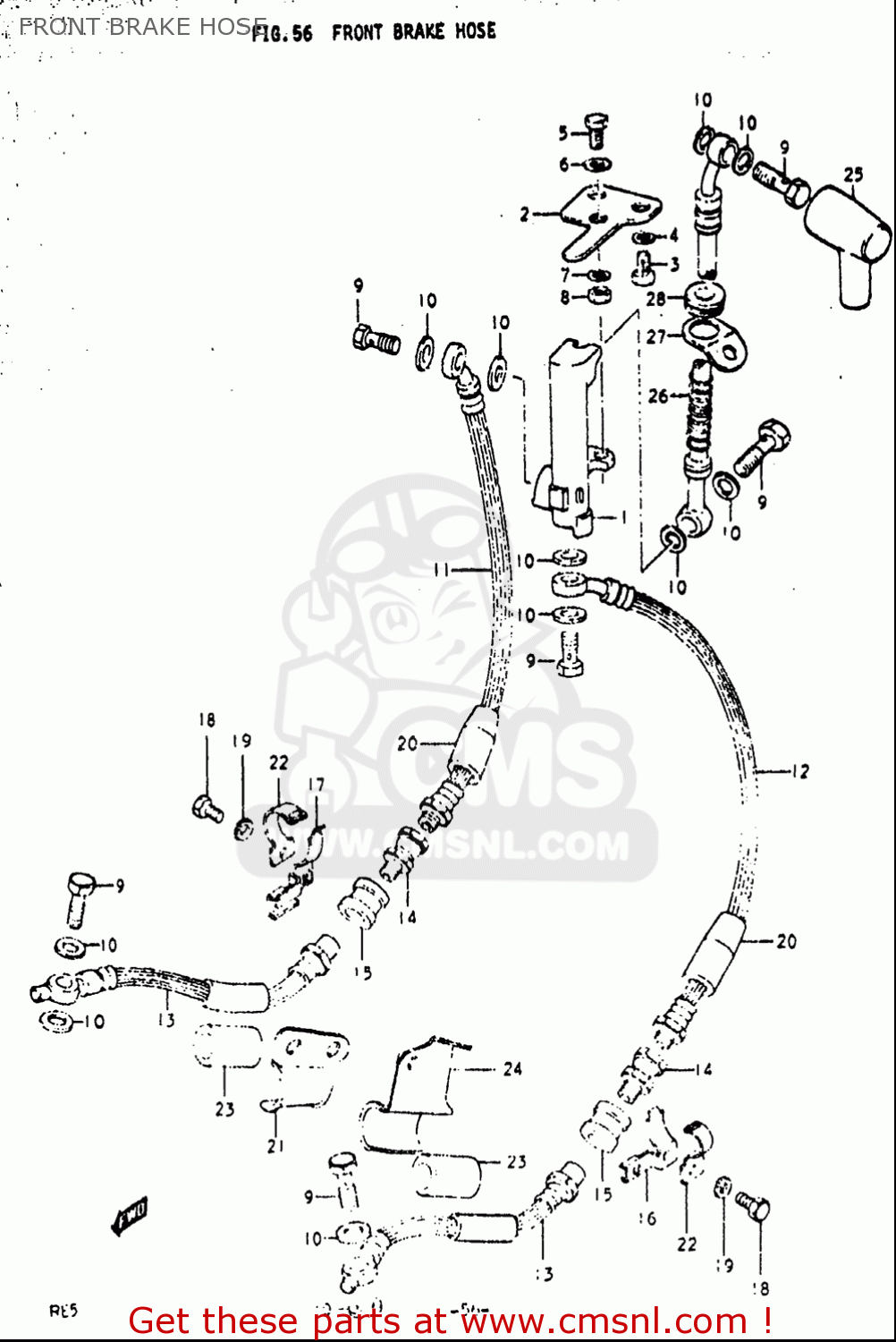 FRONT BRAKE HOSE RE5 RE5M RE5A 1975 1976 (M) (A) USA (E03) / 497CC ROTARY