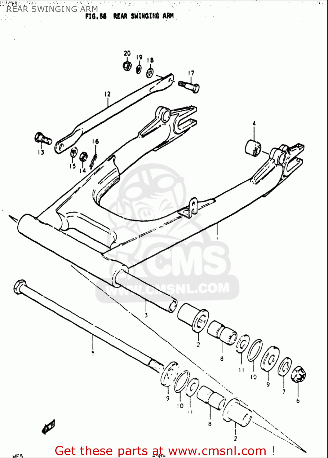 REAR SWINGING ARM RE5 RE5M RE5A 1975 1976 (M) (A) USA (E03) / 497CC ROTARY