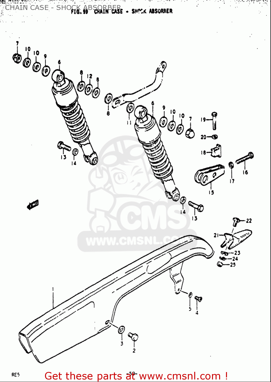 CHAIN CASE - SHOCK ABSORBER RE5 RE5M RE5A 1975 1976 (M) (A) USA (E03) / 497CC ROTARY
