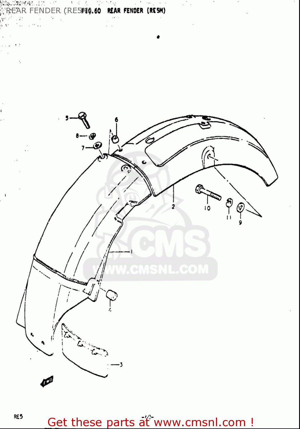 REAR FENDER (RE5M) RE5 RE5M RE5A 1975 1976 (M) (A) USA (E03) / 497CC ROTARY