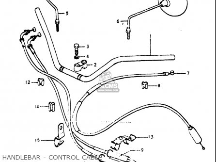 HANDLEBAR - CONTROL CABLE - RE5 RE5M RE5A 1975 1976 (M) (A) USA (E03) / 497CC ROTARY