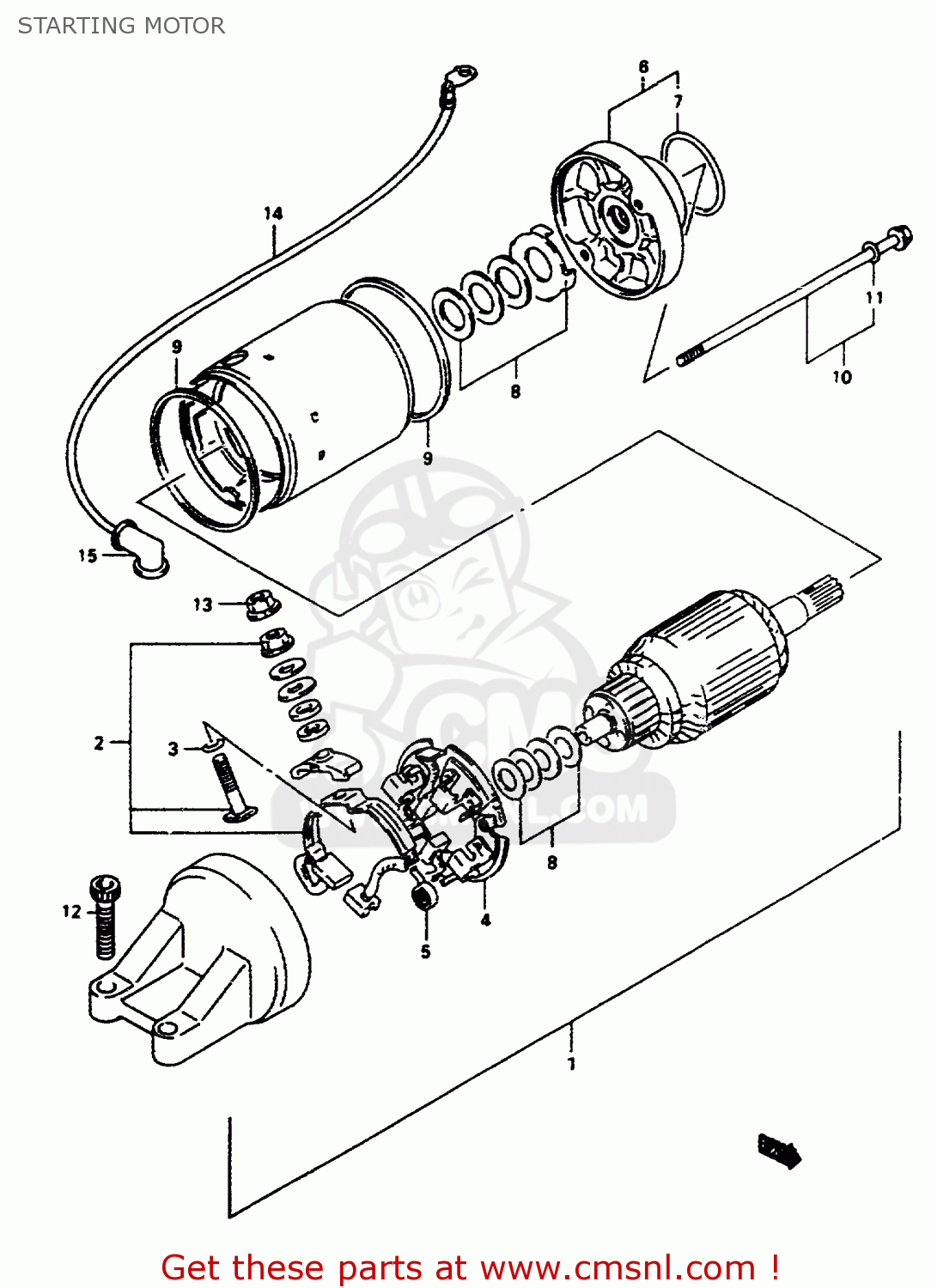 STARTING MOTOR RF600R 1993 (P) (E02 E04 E15 E17 E18 E21 E22 E24 E25 E34 E53)
