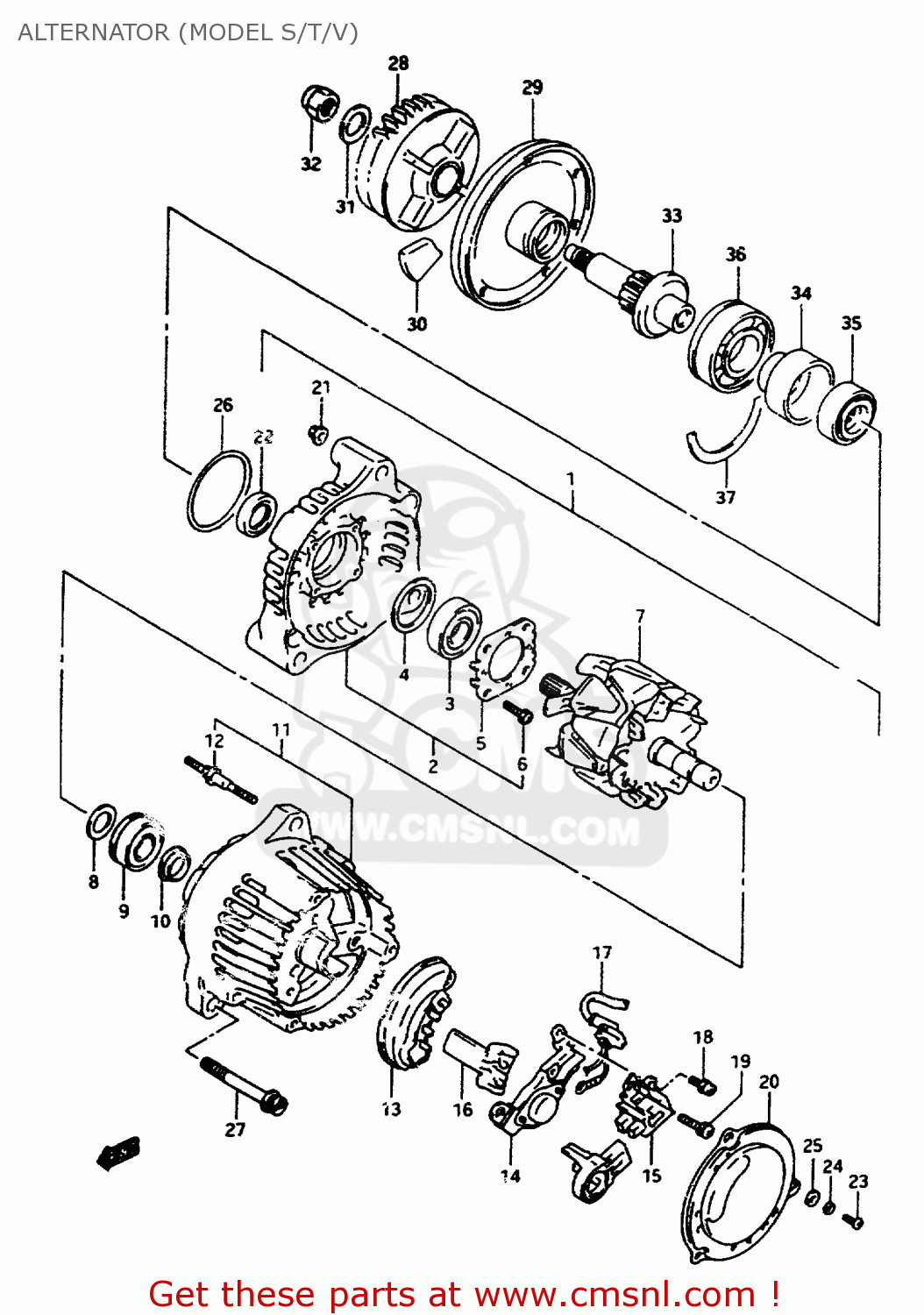 ALTERNATOR (MODEL S/T/V) RF600R 1993 (P) (E02 E04 E15 E17 E18 E21 E22 E24 E25 E34 E53)