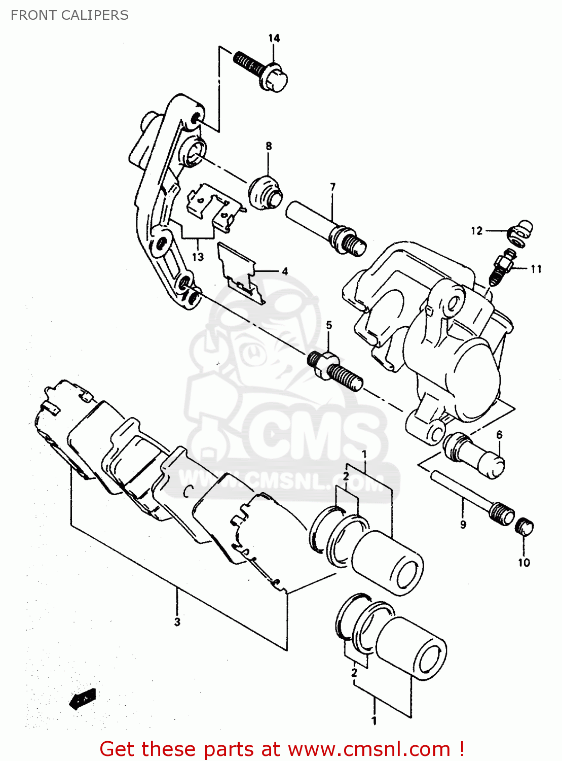 FRONT CALIPERS RF600R 1993 (P) (E02 E04 E15 E17 E18 E21 E22 E24 E25 E34 E53)