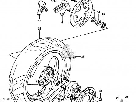 REAR WHEEL (MODEL S/T/V) - RF600R 1993 (P) (E02 E04 E15 E17 E18 E21 E22 E24 E25 E34 E53)