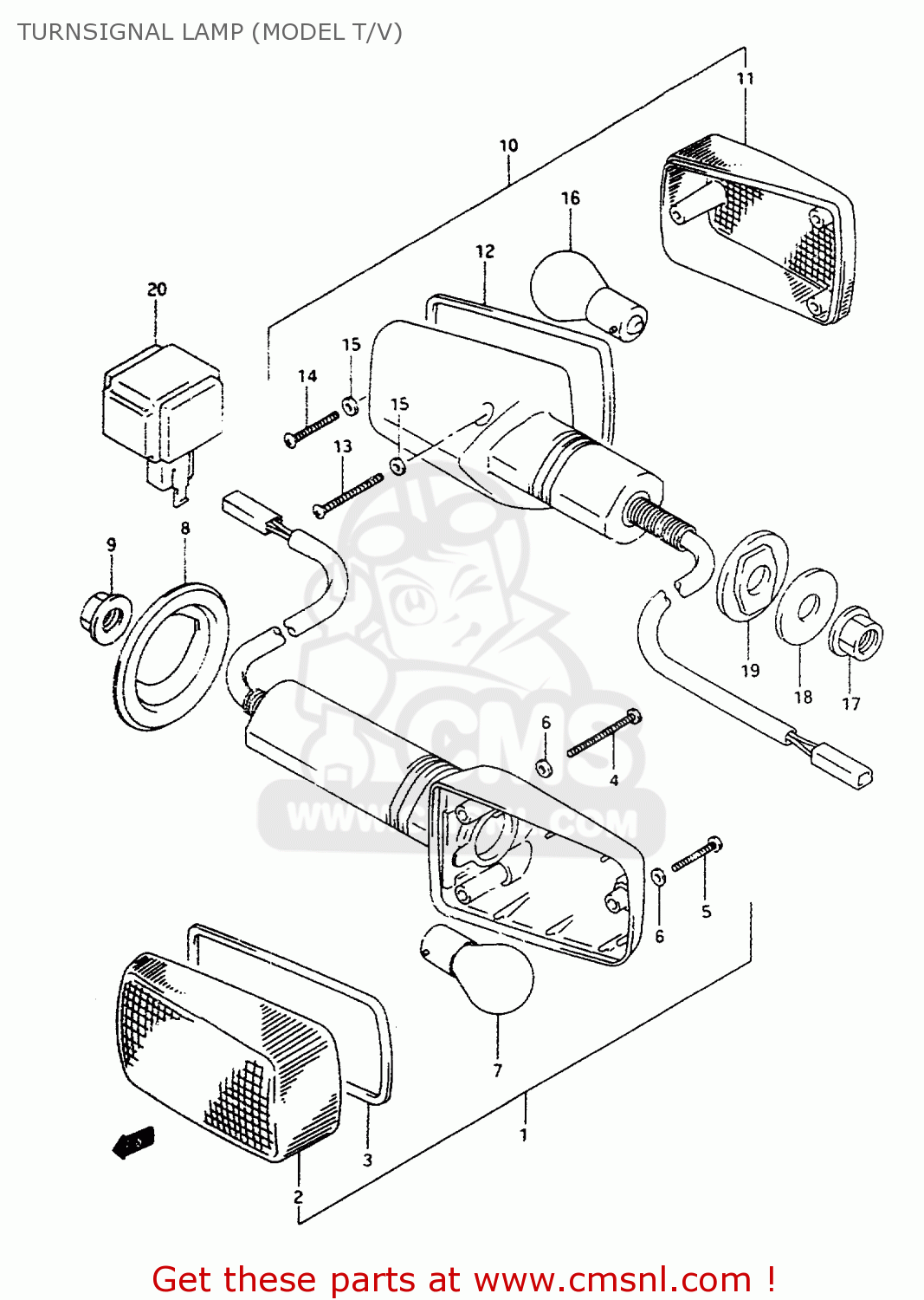 TURNSIGNAL LAMP (MODEL T/V) RF600R 1994 (R) (E02 E04 E15 E17 E18 E21 E22 E24 E25 E34 E39 53)