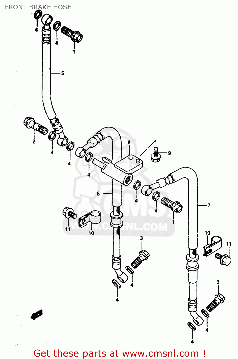 FRONT BRAKE HOSE RF600R 1994 (R) (E02 E04 E15 E17 E18 E21 E22 E24 E25 E34 E39 53)