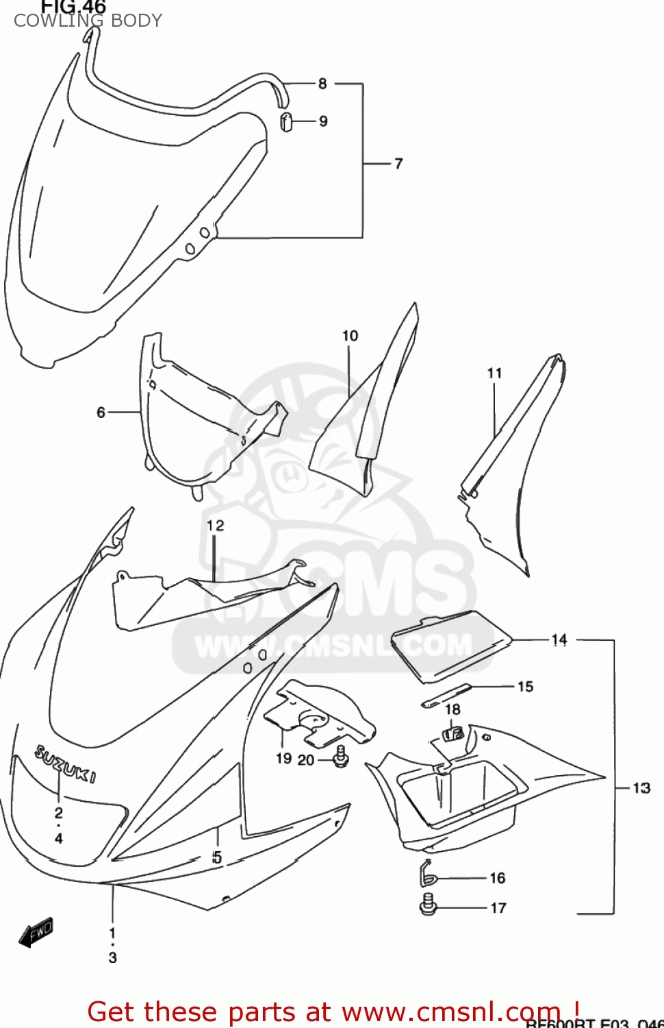 Suzuki RF600R 1994 (R) USA (E03) COWLING BODY - buy original COWLING ...